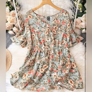 SHEIN LUNE plus allover floral print, peplum blouse